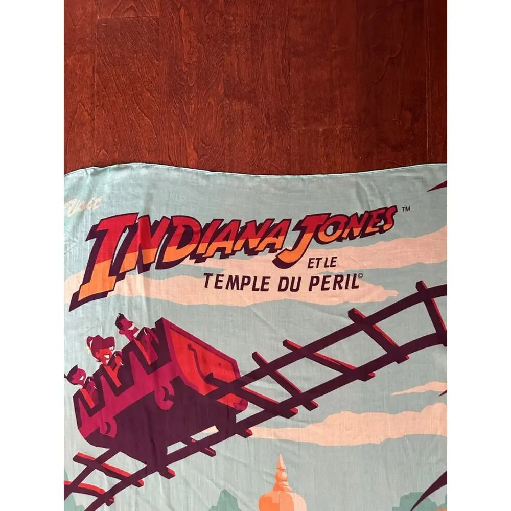 Disneyland Paris Graphic Scarf in Rich Berry and Blue, Indiana Jones in French